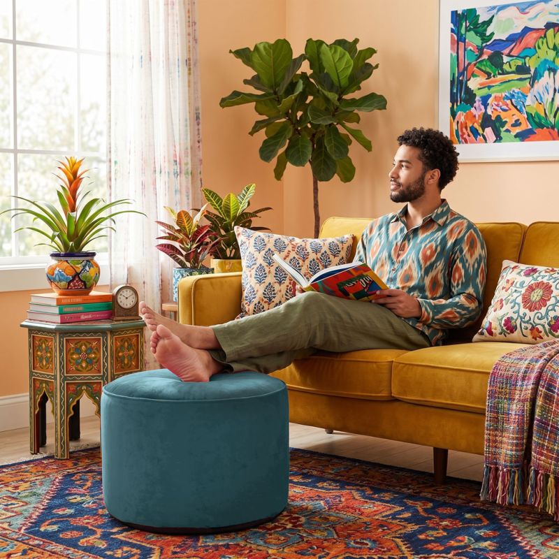 Large Velvet Pouffe Bean Bag