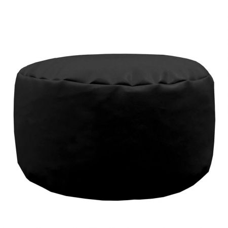 Faux Leather Footstool Bean Bag - Black