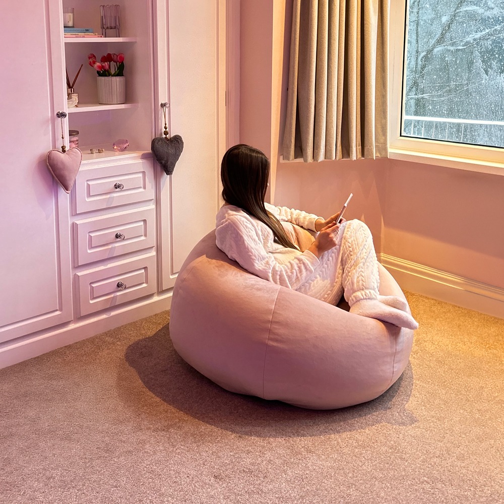 Extra Large Adult Velvet Bean Bag - Pink